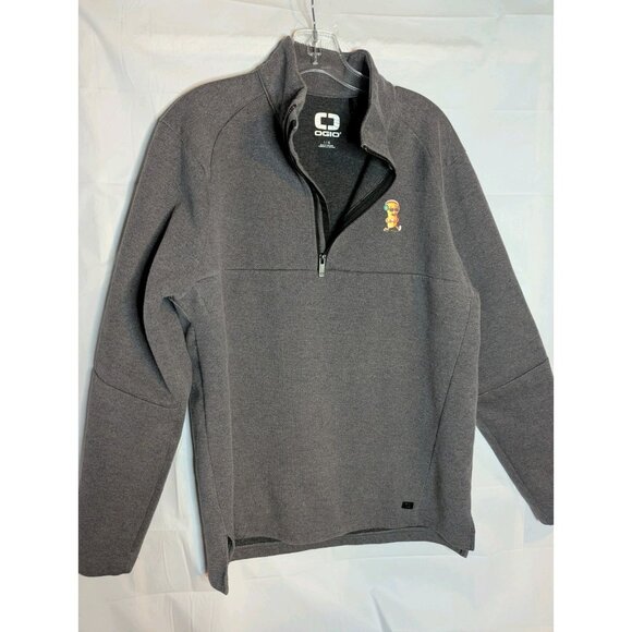 Ogio Men's Gray Pullover Sweatshirt Logo 1/4 Metal Zip Sz L Hot Pocket Mascot - Picture 1 of 14